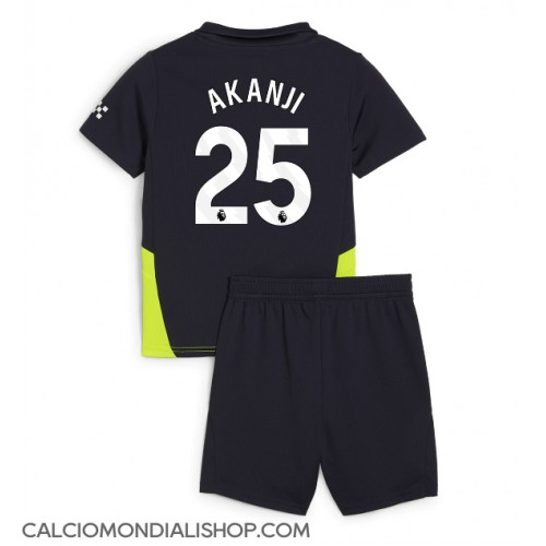 Maglie da calcio Manchester City Manuel Akanji #25 Seconda Maglia Bambino 2024-25 Manica Corta (+ Pantaloni corti)